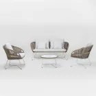 Trädgårdslounge i aluminium och repvävning - Alcor Viadurini