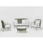 Trädgårdslounge i aluminium och repvävning - Asteria Viadurini