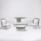 Trädgårdslounge i aluminium och repvävning - Asteria Viadurini