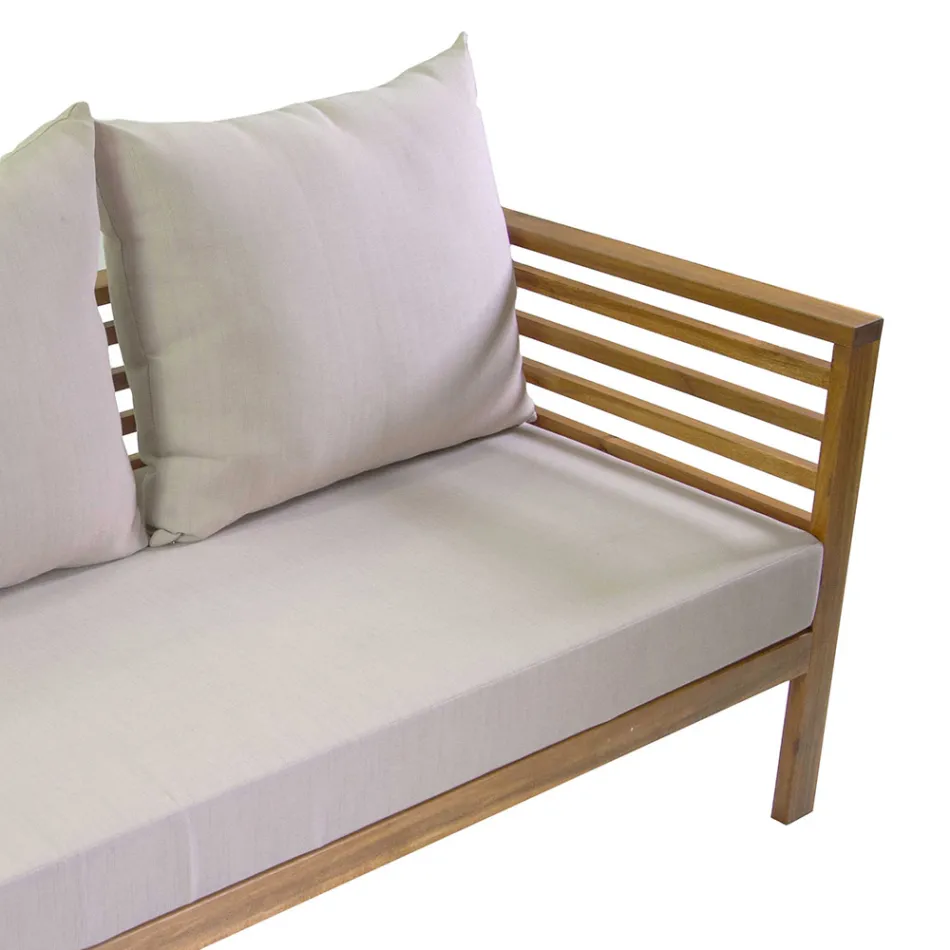 Trädgårdsloungeset i oljat akaciaträ naturfärg - Teknisk Viadurini