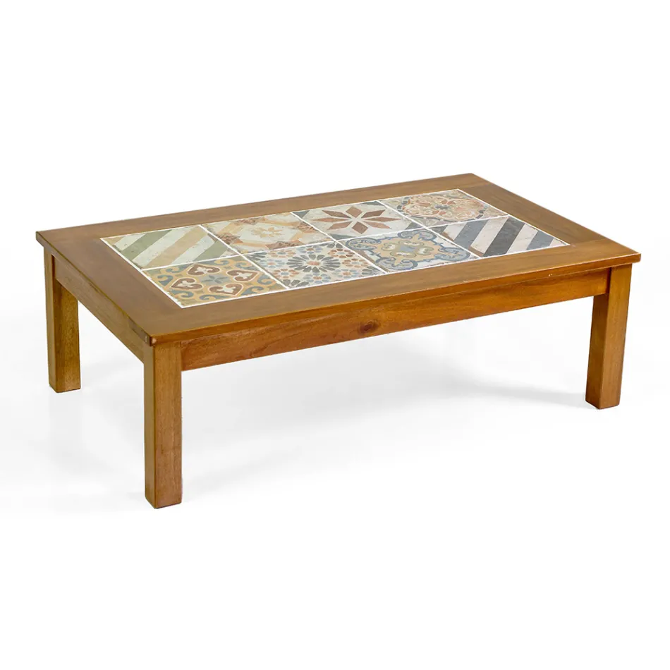 Trädgårdsloungeset i oljat akaciaträ naturfärg - Teknisk Viadurini