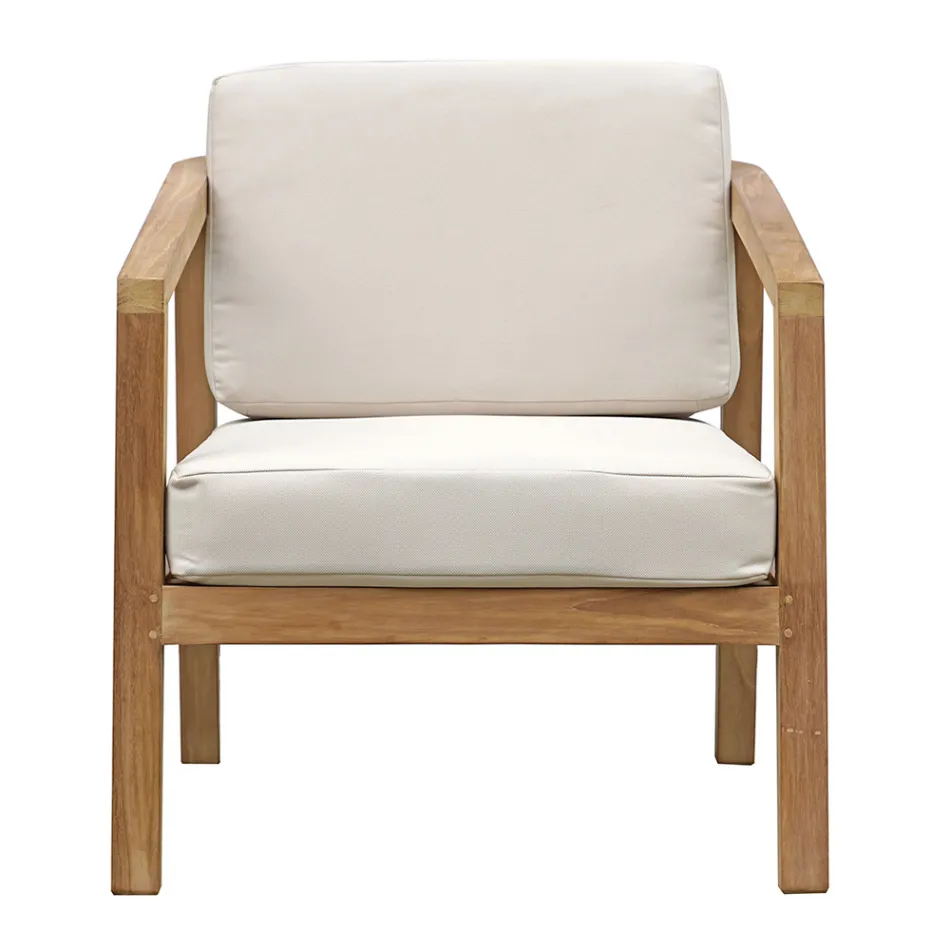 FSC Teak Garden Lounge-grupp med Ecru-kuddar - Caresa Viadurini