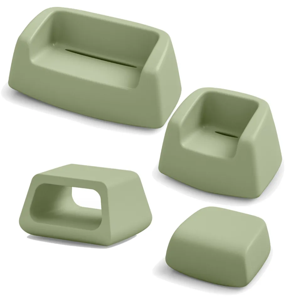 Garden Lounge i färgad polyeten Made in Italy 4 delar - Pennini Viadurini