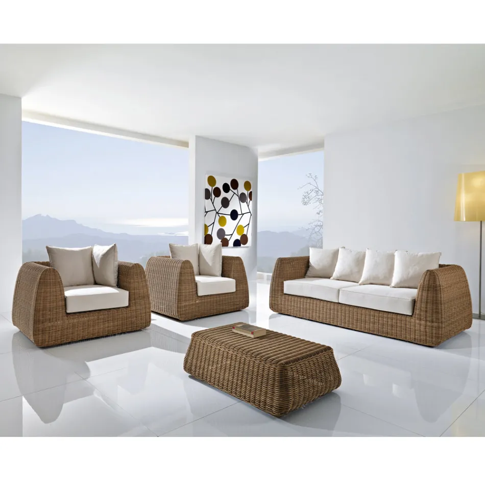 Handvävd polyrotting trädgårdsset - Charlie Viadurini