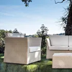 REHAU Polyrattan Garden Lounge Set och Vita Kuddar - Pepe Viadurini