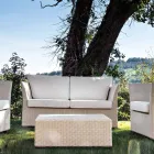 REHAU Polyrattan Garden Lounge Set och Vita Kuddar - Pepe Viadurini