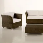 REHAU Polyrattan Garden Lounge Set och Vita Kuddar - Pepe Viadurini