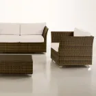 REHAU Polyrattan Garden Lounge Set och Vita Kuddar - Pepe Viadurini