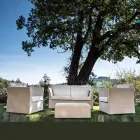 REHAU Polyrattan Garden Lounge Set och Vita Kuddar - Pepe Viadurini