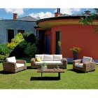 Rotting Garden Lounge med träsoffbord och kuddar - Hugues Viadurini