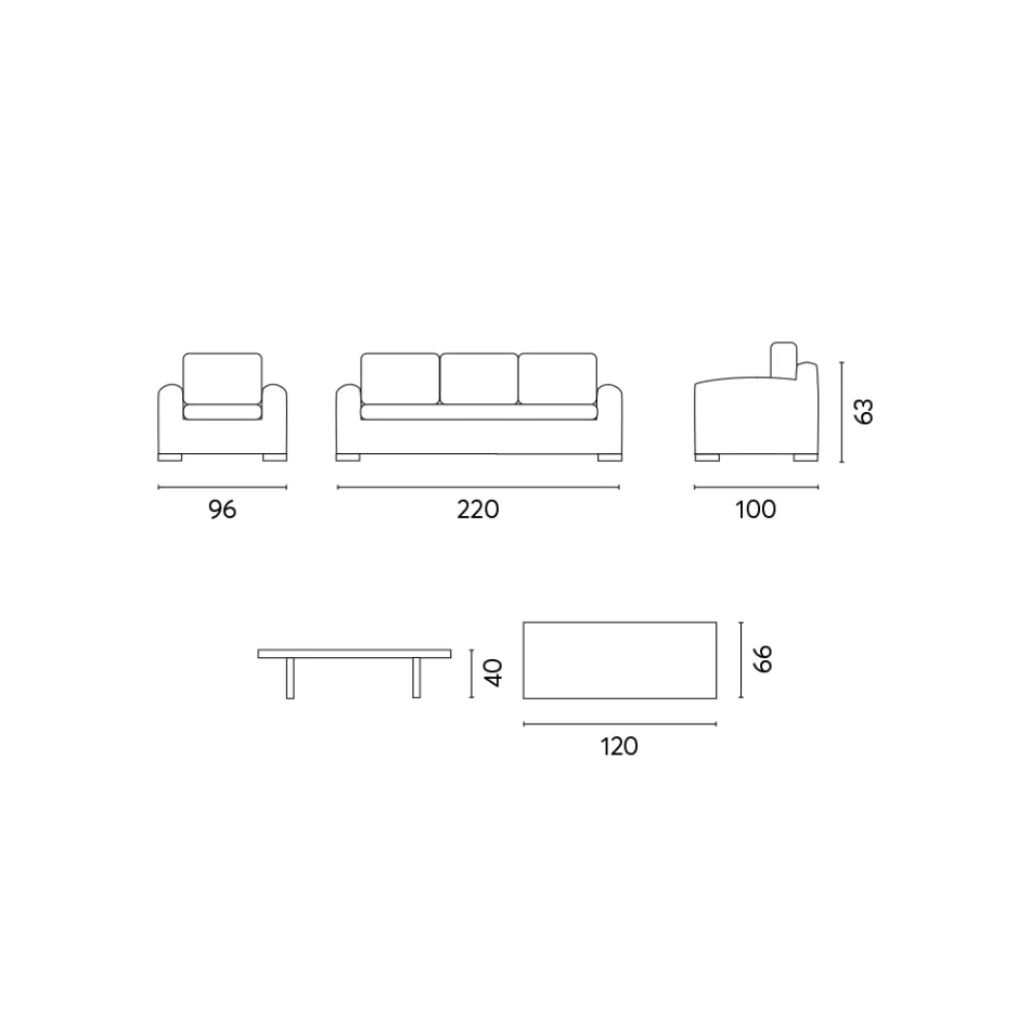 Rotting Garden Lounge med träsoffbord och kuddar - Hugues Viadurini