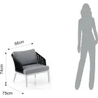 Vardagsrum inomhus och utomhus med 2 fåtöljer, 1 soffa och 1 soffbord - Sortir Viadurini