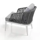 Vardagsrum inomhus och utomhus med 2 fåtöljer, 1 soffa och 1 soffbord - Sortir Viadurini