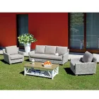 Outdoor Lounge med mangoträ soffbord och polycotton kuddar - Orlando Viadurini
