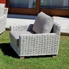 Outdoor Lounge med mangoträ soffbord och polycotton kuddar - Orlando Viadurini