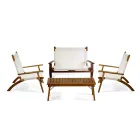 Vardagsrum i oljat akaciaträ naturfärg och tyg - Bottega Viadurini