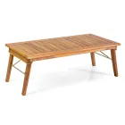 Vardagsrum i oljat akaciaträ naturfärg och tyg - Bottega Viadurini