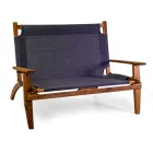 Vardagsrum i oljat akaciaträ naturfärg och tyg - Bottega Viadurini