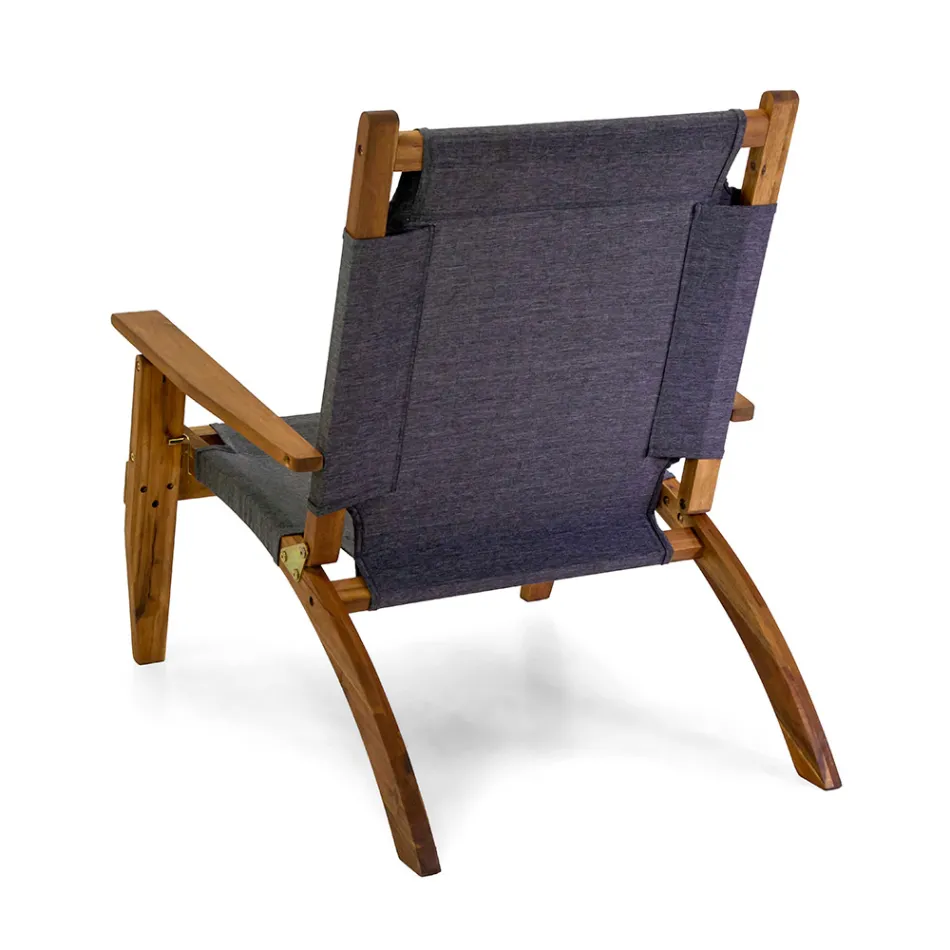 Vardagsrum i oljat akaciaträ naturfärg och tyg - Bottega Viadurini