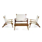 Vardagsrum i oljat akaciaträ naturfärg och tyg - Bottega Viadurini