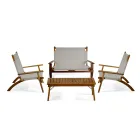 Vardagsrum i oljat akaciaträ naturfärg och tyg - Bottega Viadurini