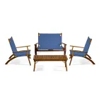 Vardagsrum i oljat akaciaträ naturfärg och tyg - Bottega Viadurini