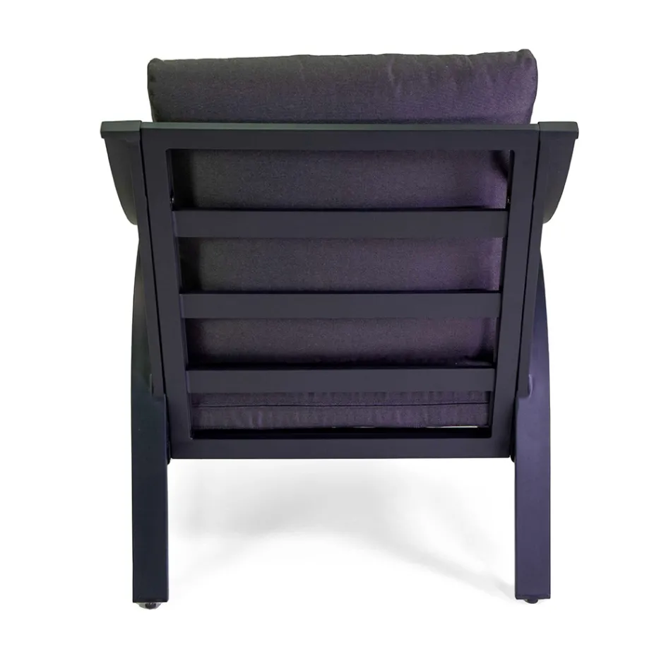 Vardagsrum i aluminium med armstöd i brasiliansk teak - Dagbok Viadurini