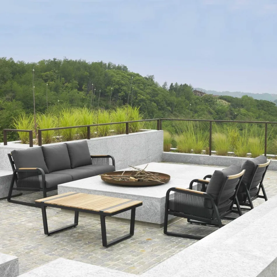 Vardagsrum i aluminium med detaljer i brasiliansk teak - Dagbok Viadurini