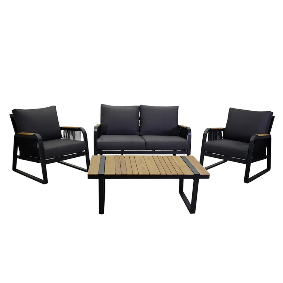 Vardagsrum i aluminium med detaljer i brasiliansk teak - Dagbok Viadurini