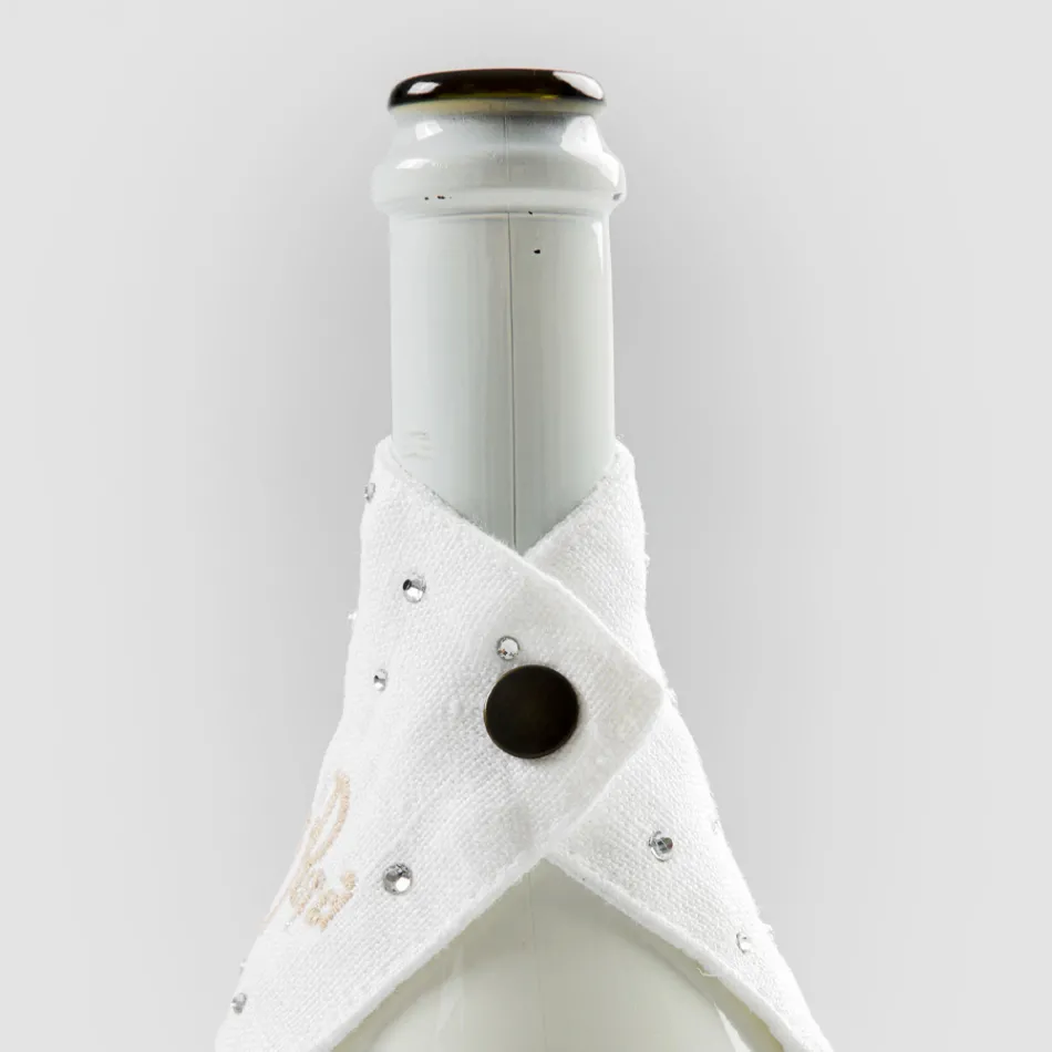 Vit eller svart droppbricka för linne med broderier och kristaller 2 delar - Salvino Viadurini