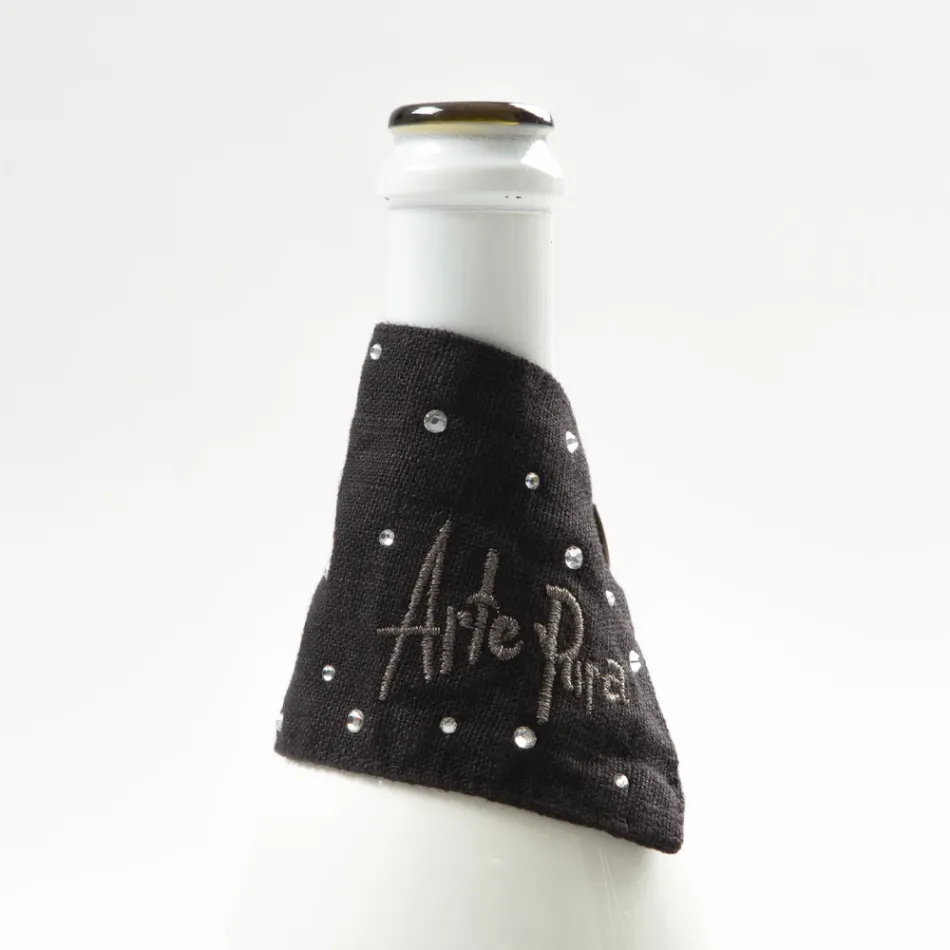 Vit eller svart droppbricka för linne med broderier och kristaller 2 delar - Salvino Viadurini