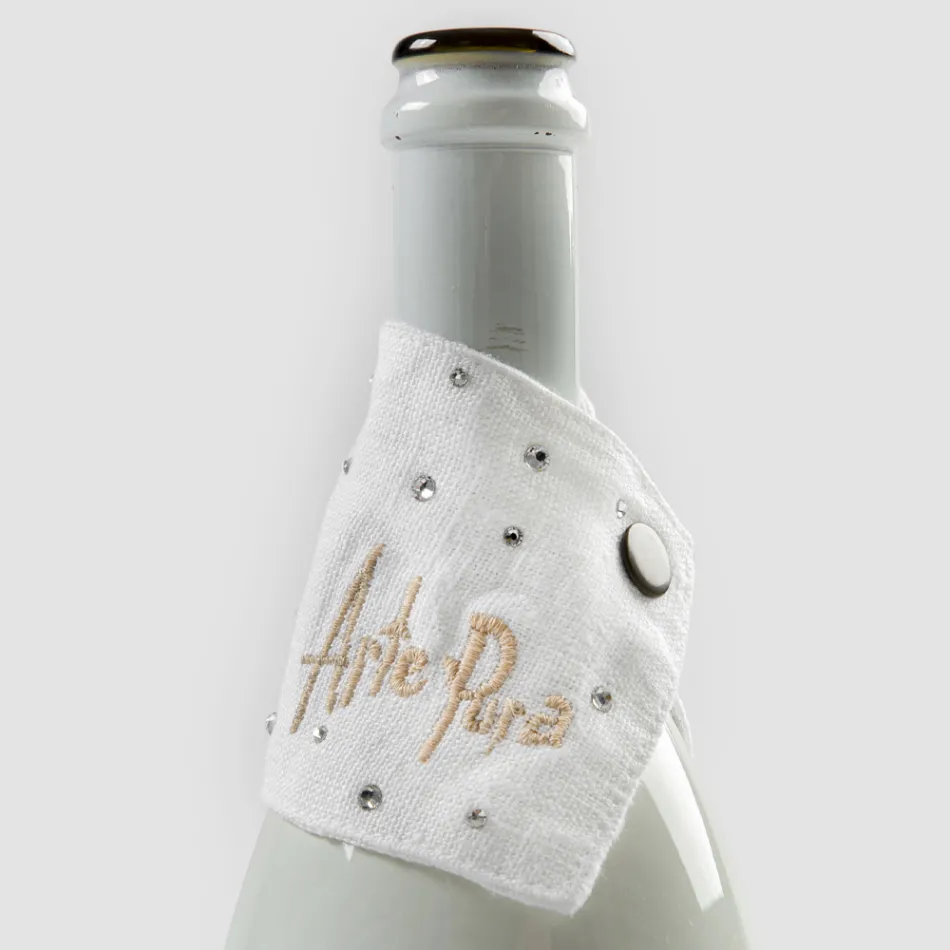 Vit eller svart droppbricka för linne med broderier och kristaller 2 delar - Salvino Viadurini