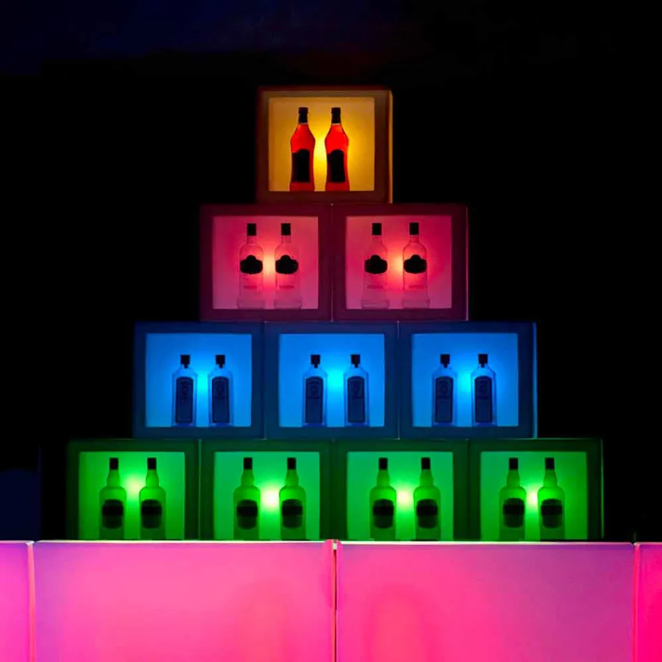 Kubbelysningshylla Slide Open Cube modern design gjord i Italien Viadurini