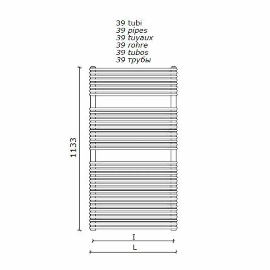 Vertikal design hydraulisk handduksvärmare i stål 1013 W - Griffin Viadurini