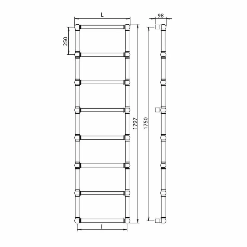 Hydraulisk modulär handduksvärmare mässingsrör guld 311 W - Caesar Viadurini