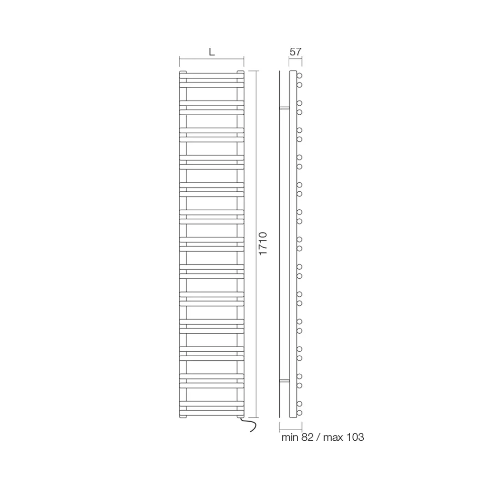 Elektrisk handdukstork med horisontella element tillverkad i Italien - Amaretti Viadurini