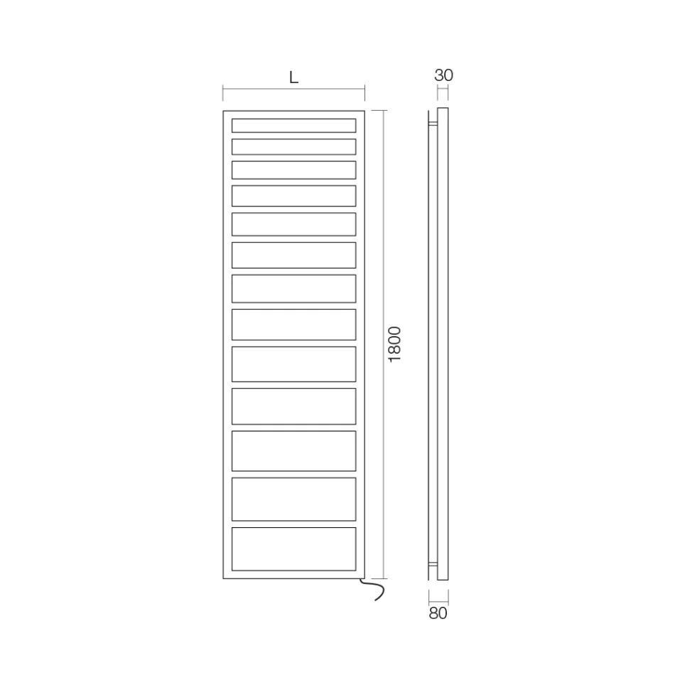 Elektrisk handdukstork med enkla linjer i stål Tillverkad i Italien - Pistasch Viadurini