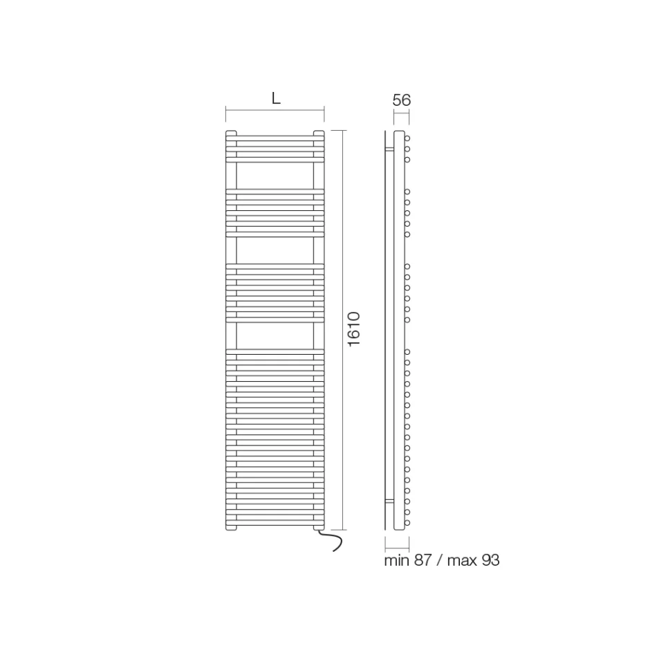 Elektrisk handdukstork i stålsatinfinish Made in Italy - Peel Viadurini