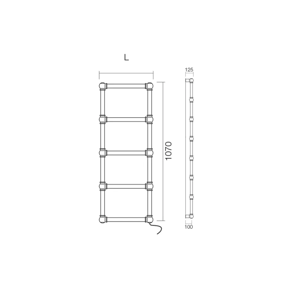 Elektrisk handdukstork i mässing med anslutningssfärer tillverkad i Italien - Ricotta Viadurini