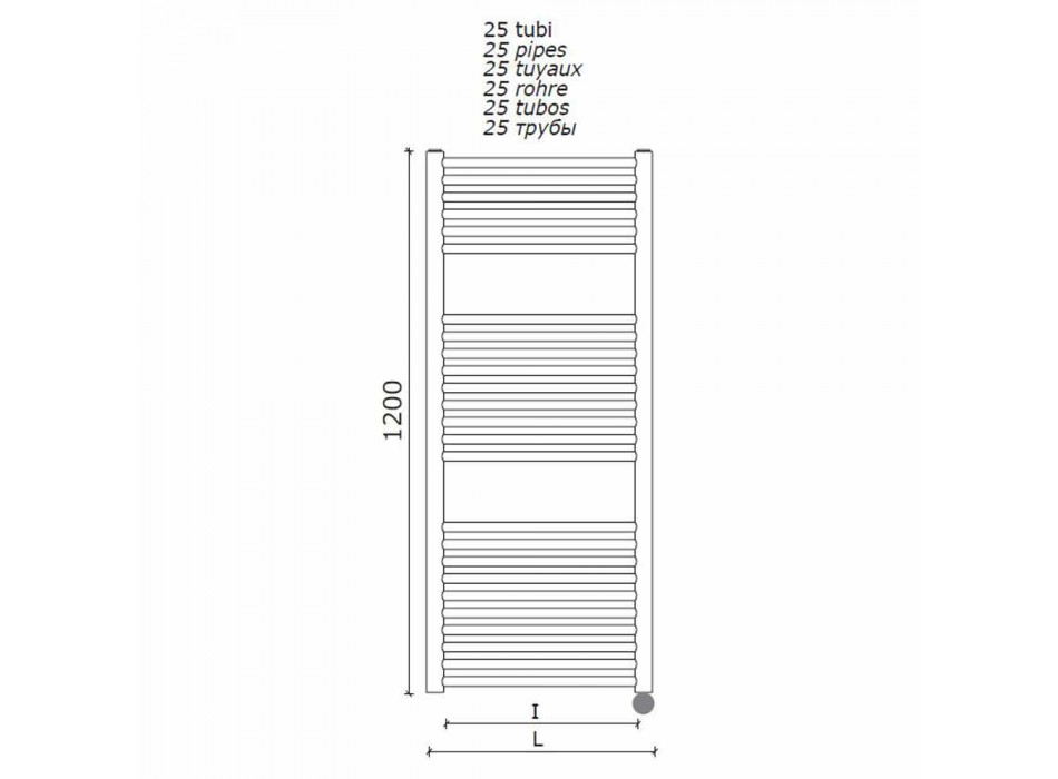 Elektrisk handduksvärmare för badrummet Vertikal design i stål 300 W - Italo Viadurini