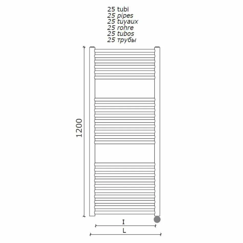 Elektrisk handduksvärmare för badrummet Vertikal design i stål 300 W - Italo Viadurini
