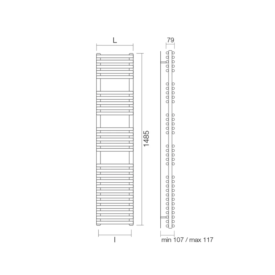 Hydraulisk handdukstork med 4 serier av horisontella element tillverkad i Italien - maräng Viadurini