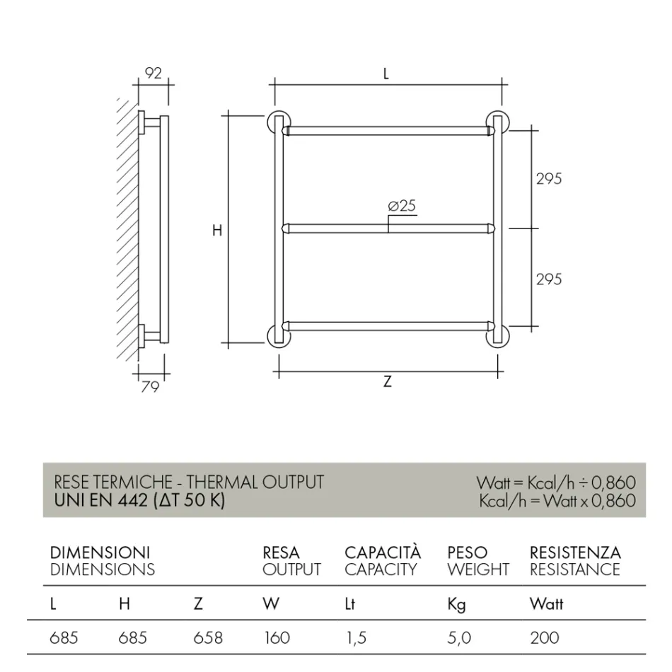 Hydraulisk handdukstork i stålkromfinish Made in Italy - Gaia Viadurini