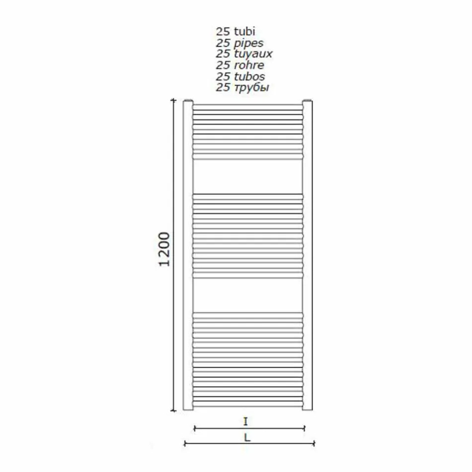 Väggmonterad handduksvärmare i rostfritt stål för badrum, 2 storlekar 391 W - Italo Viadurini