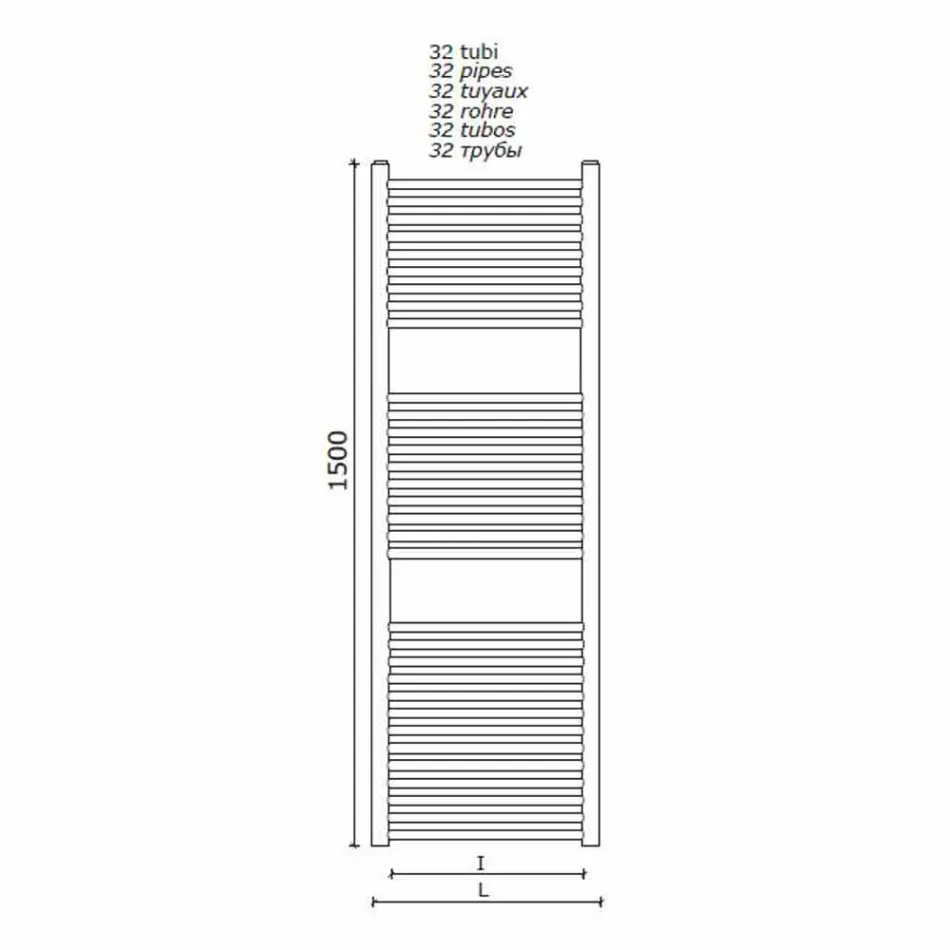 Väggmonterad handduksvärmare i rostfritt stål för badrum, 2 storlekar 391 W - Italo Viadurini