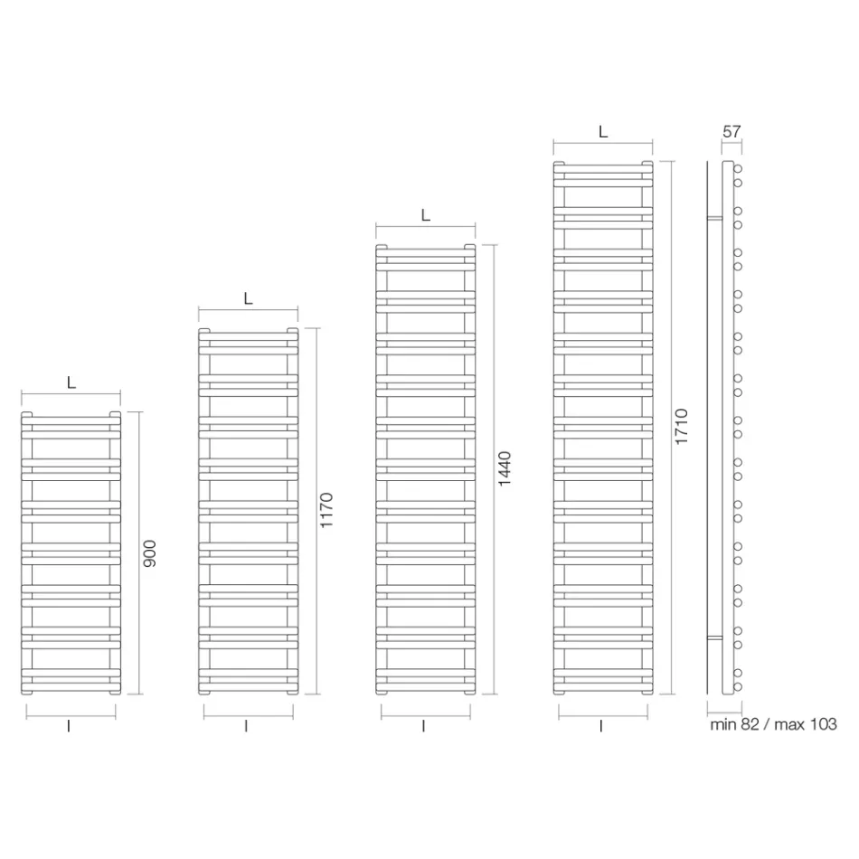 Amaretti blandad handdukstork med horisontella element Tillverkad i Italien Viadurini