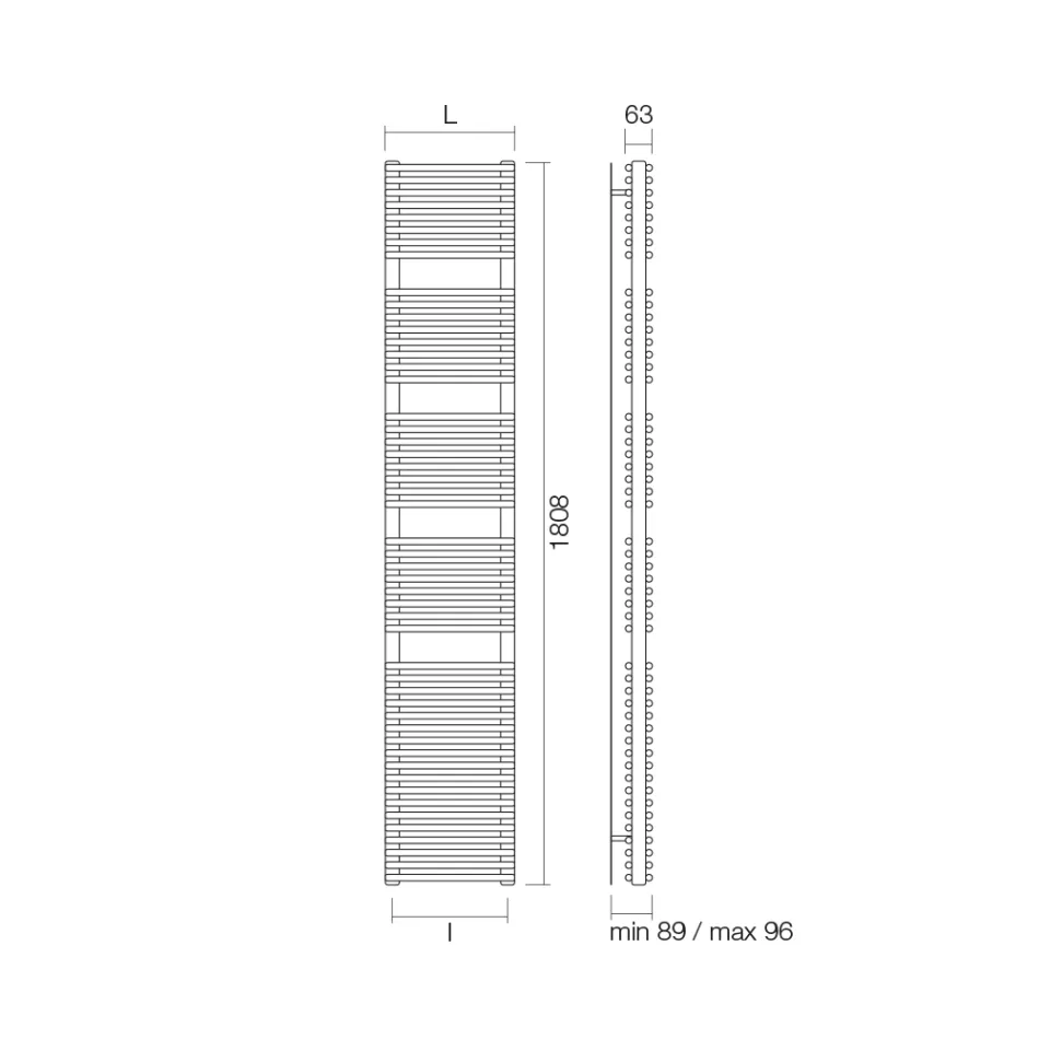 Blandad handdukstork i stål Aluminiumfinish Made in Italy - Briocher Viadurini
