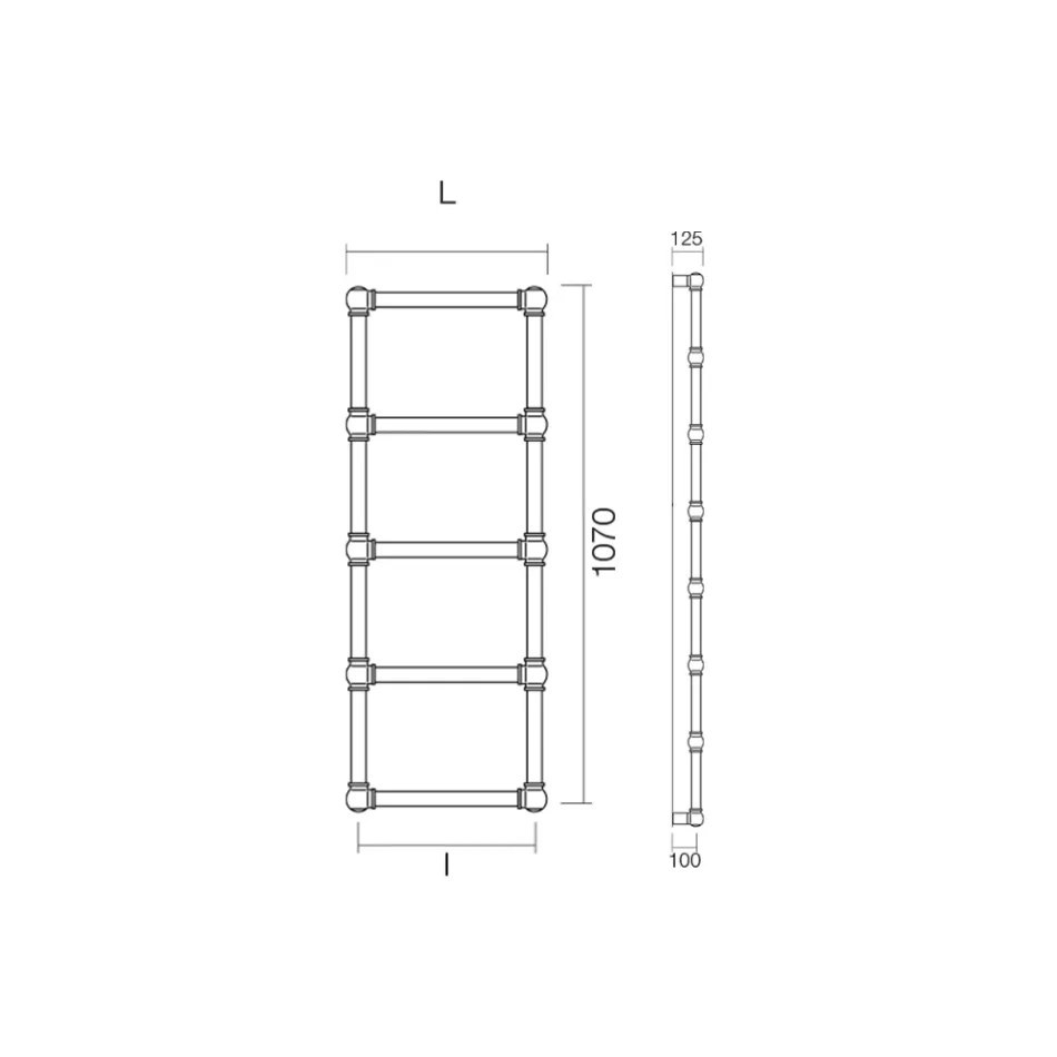 Blandad handdukstork i mässing med anslutningssfärer tillverkad i Italien - Ricotta Viadurini