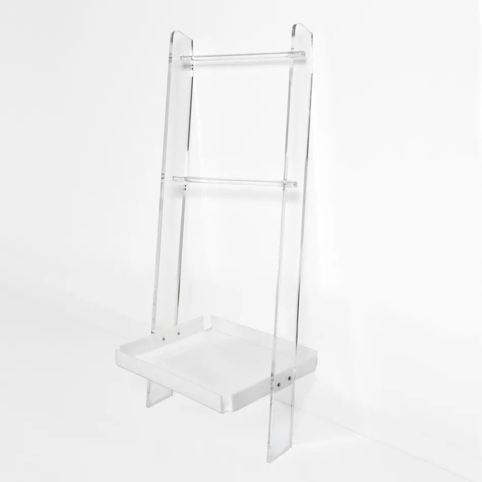 Vit plexiglas handduksstege tillverkad i Italien - Jamira Viadurini