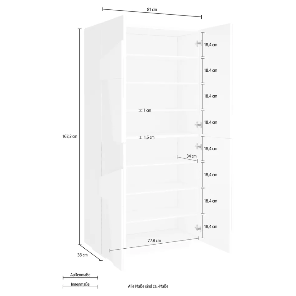 Hög eller låg skohylla i hållbar trädesign med 2 eller 4 dörrar - Fjona Viadurini